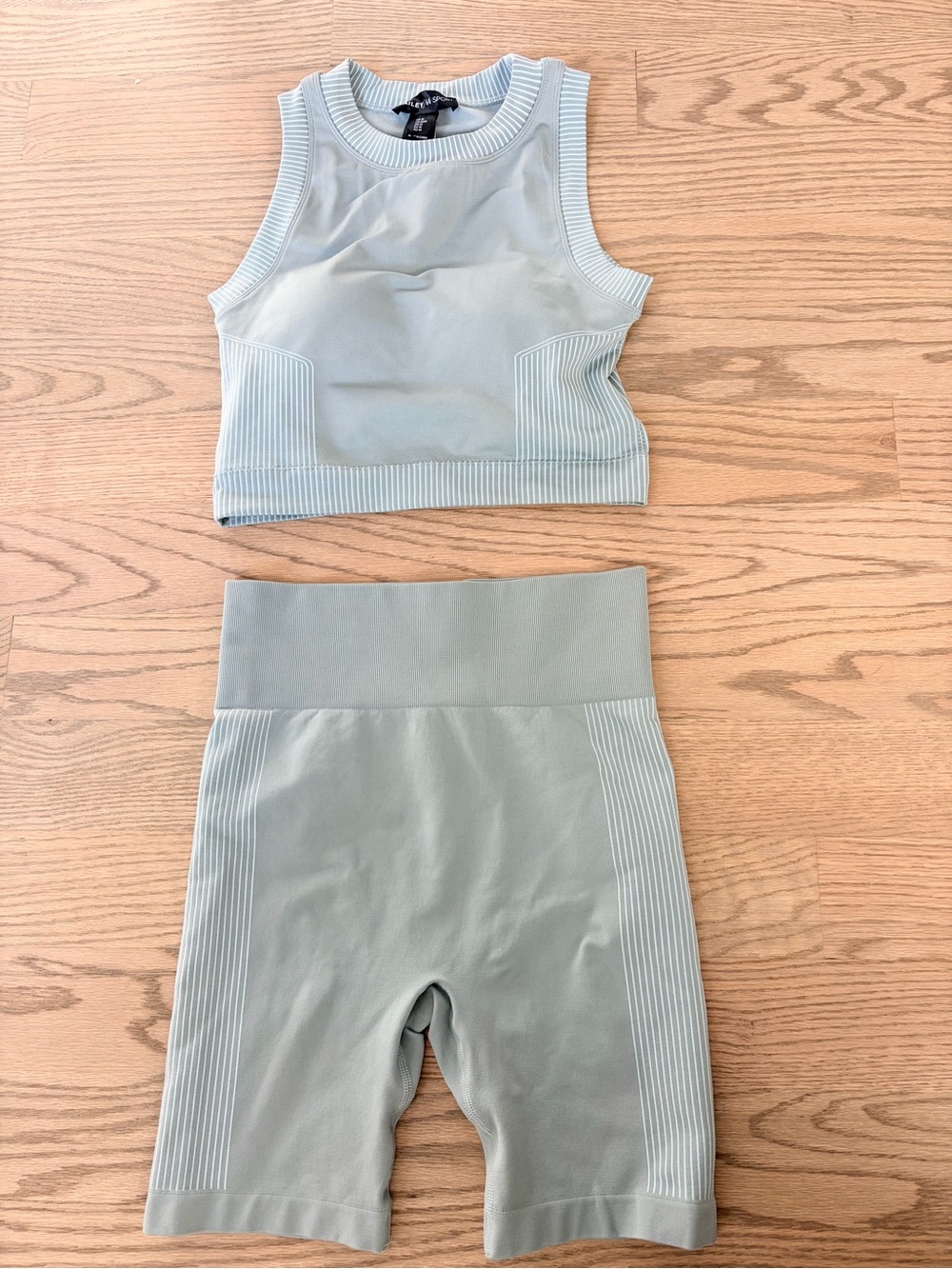 Bailey 44 Sage Green Rib-Trim Bike Short Set